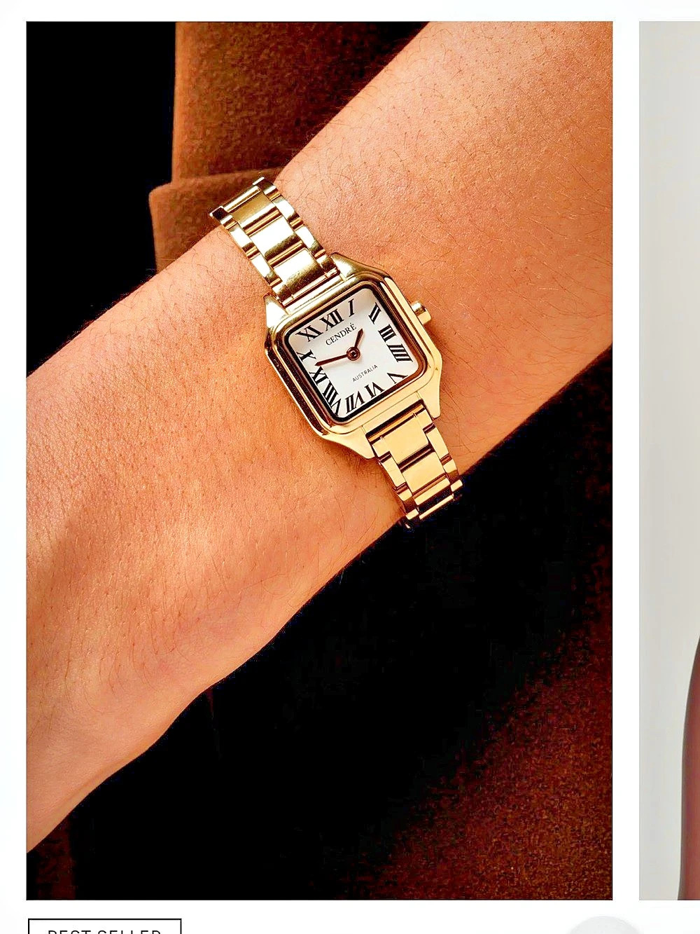 CENDRÉ Hugo Watch | Gold-Tone Square Watch NWT